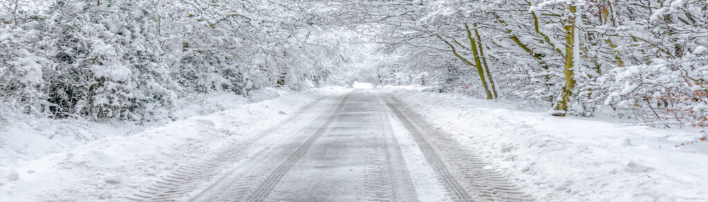 Snow Covered Road Up North During The Winter